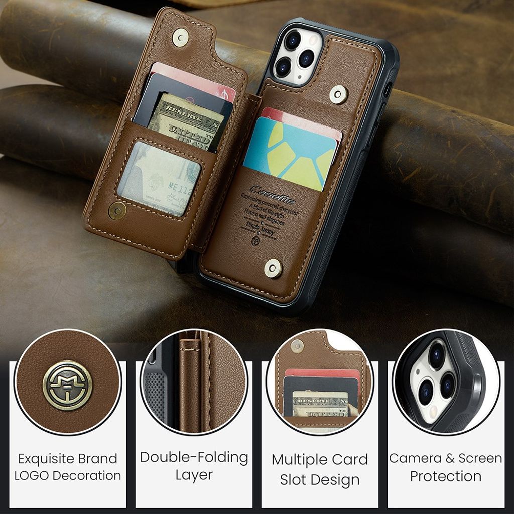 CASEME iPhone 11 Pro Cover med 5 Kortplads - Brun