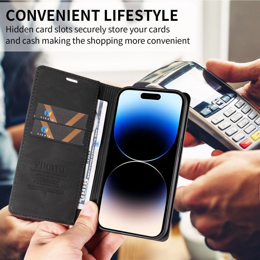 YIKATU Nothing Phone (4a) Pro Lommeboketui PU-lær - Svart