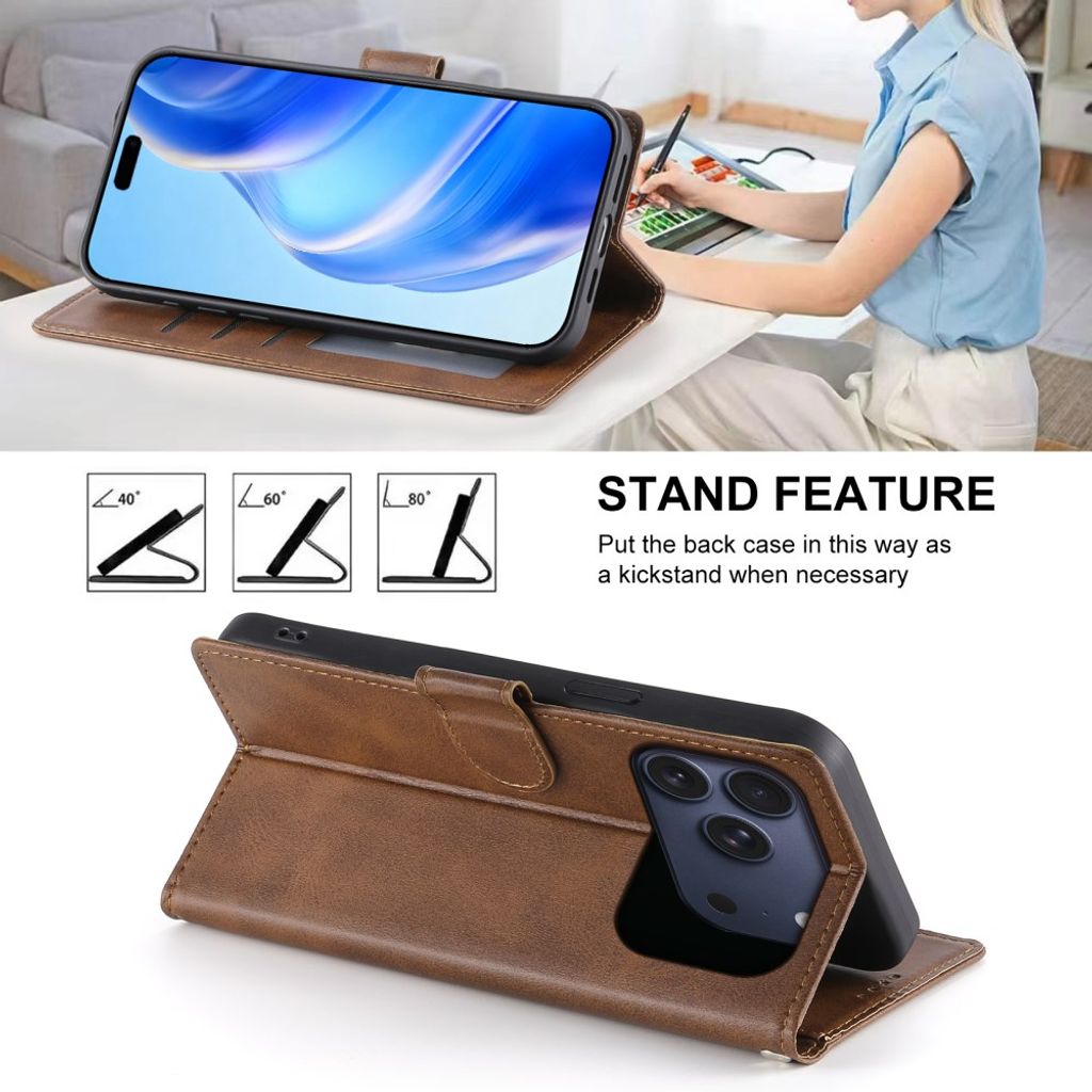 iPhone 18 Pro/iPhone 17 Pro Plånboksfodral med stativ - Brun