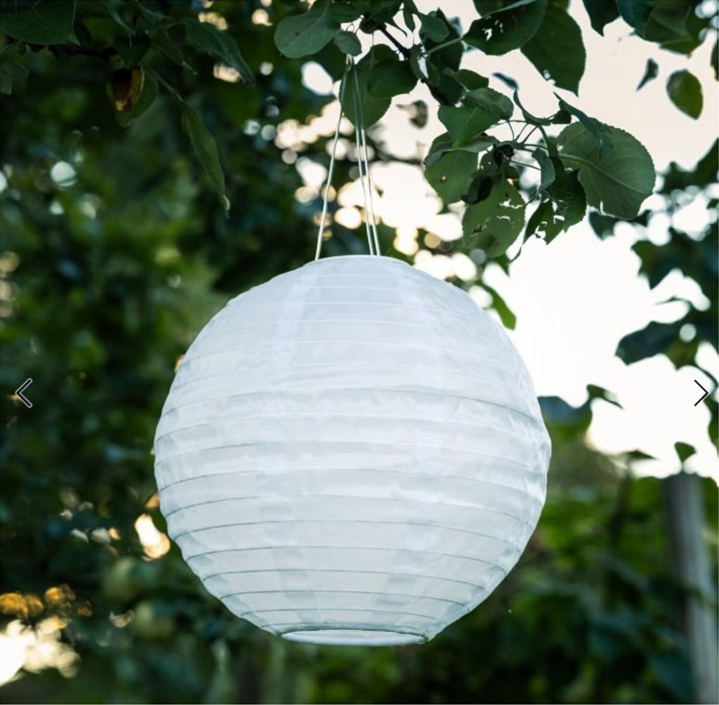 Solcellelykt rislampe rund – hengende, hvit
