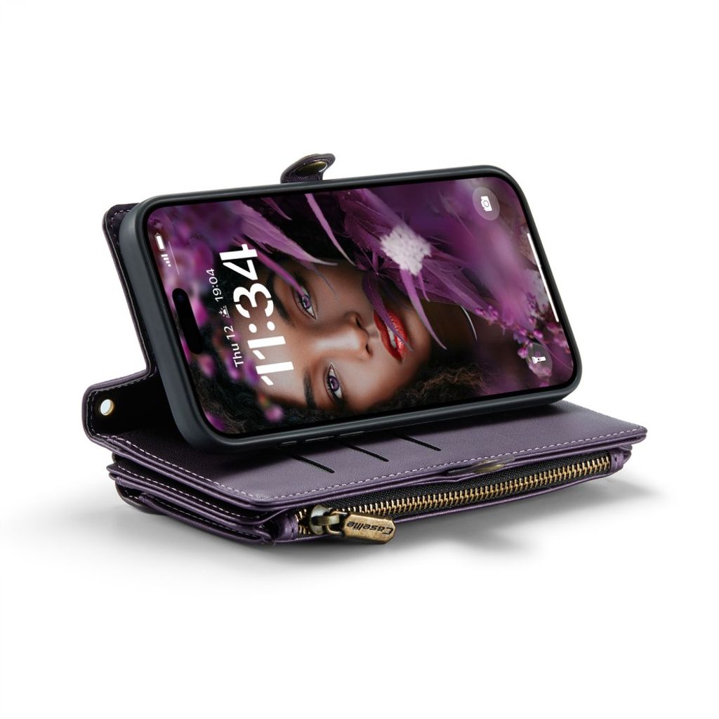 CASEME iPhone 16 Cover with 10 Card Slots - Purple