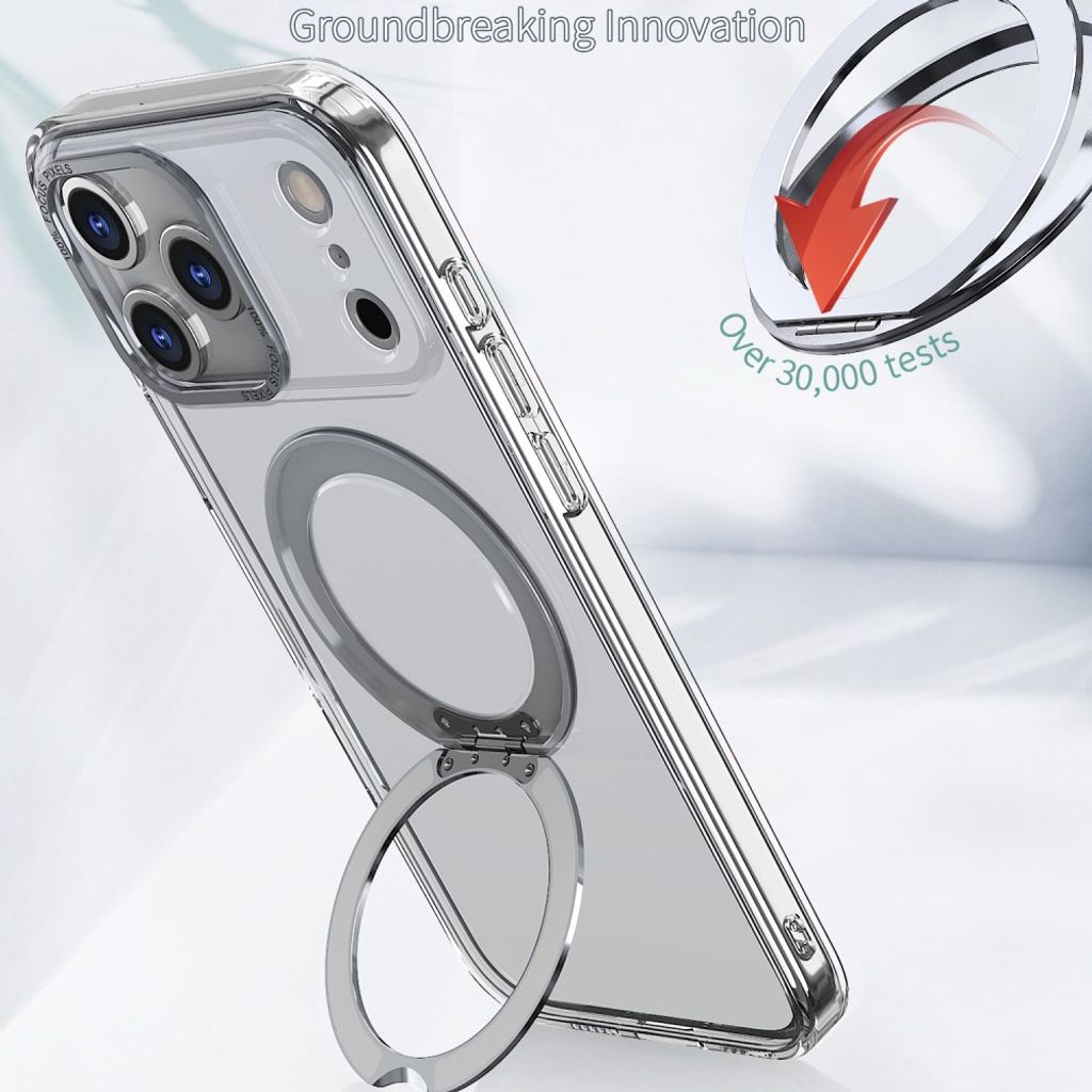 iPhone 18 Pro Max/17 Pro Max MagSafe Skal med Ringstativ - Transparent