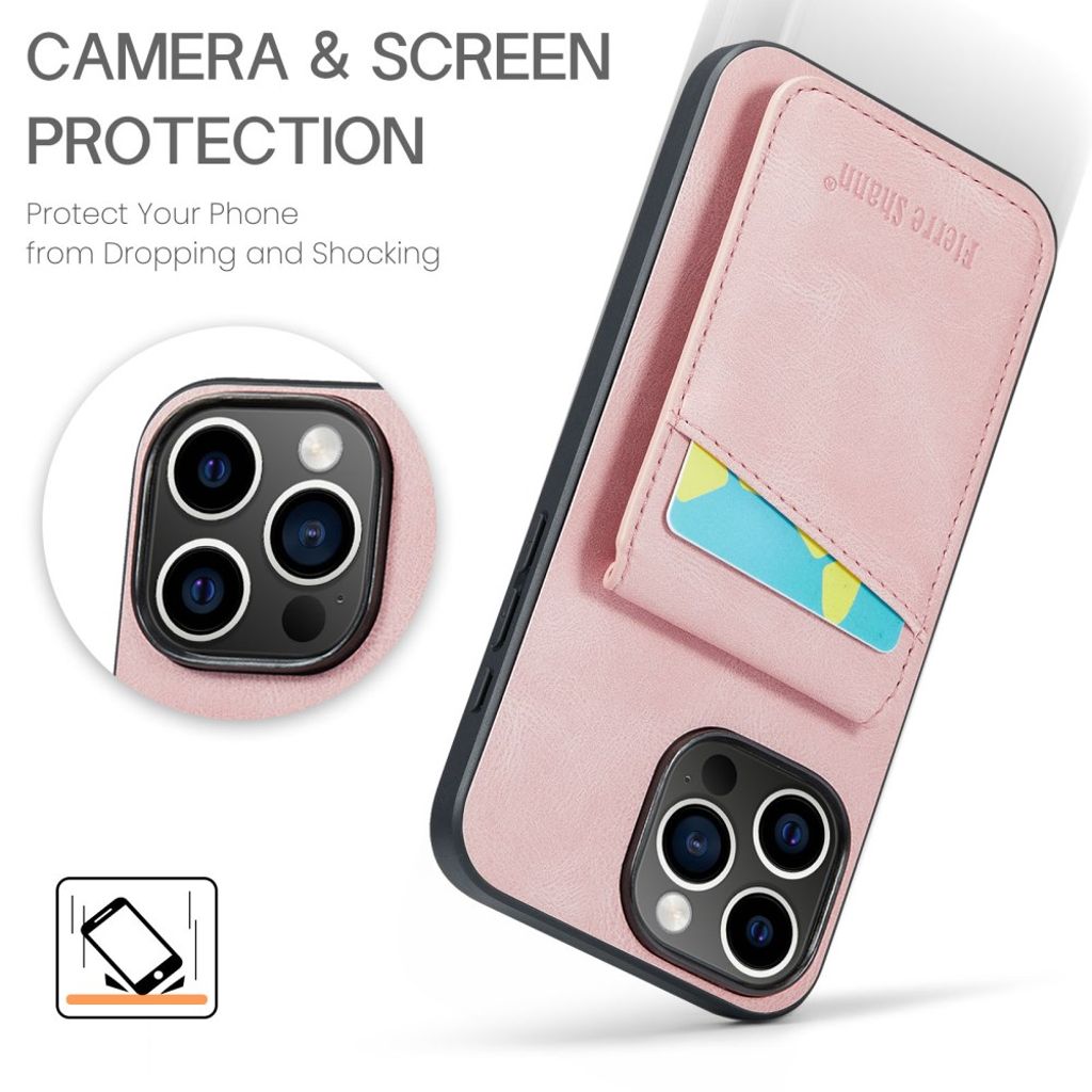 FIERRE SHANN iPhone 16 Pro Deksel med Kortspor - Rosa