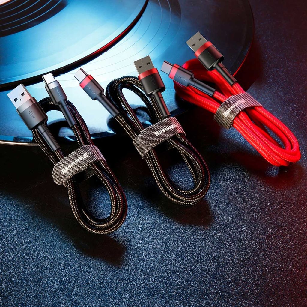 Baseus Cafule kabel USB til USB-C nylon QC3.0 2A 2M rød