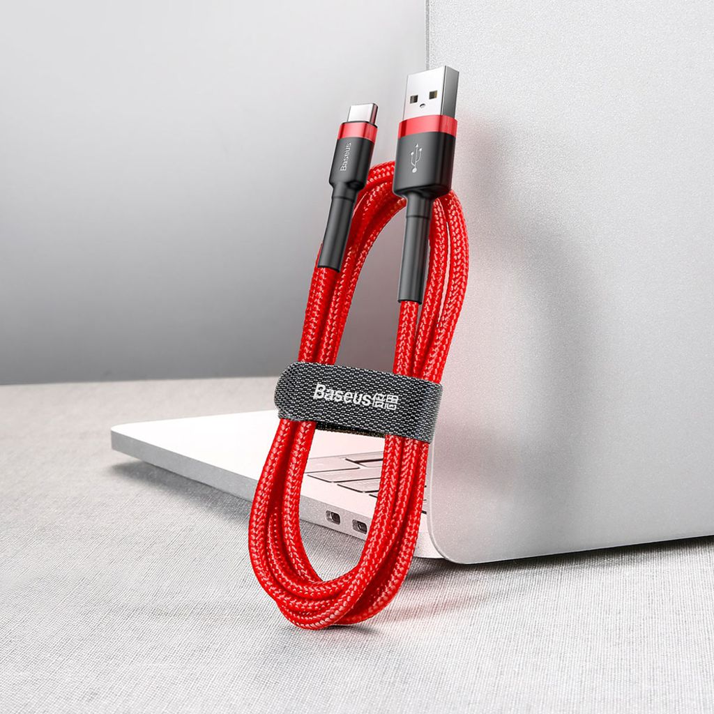 Baseus Cafule kabel USB til USB-C nylon QC3.0 2A 2M rød