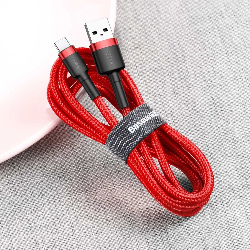 Baseus Cafule kabel USB til USB-C nylon QC3.0 2A 2M rød