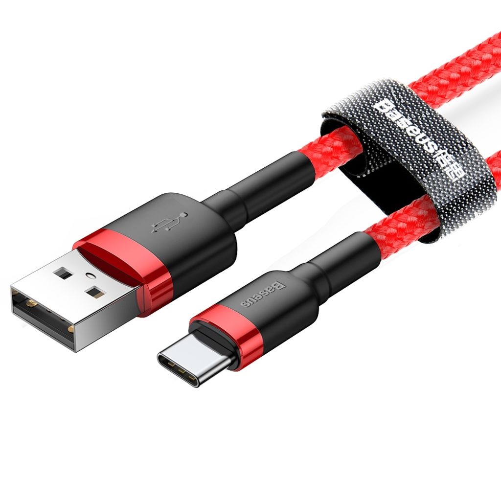 Baseus Cafule kabel USB til USB-C nylon QC3.0 2A 2M rød