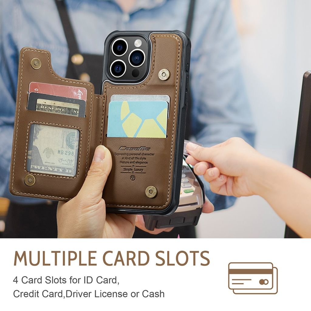 CASEME iPhone 15 Pro Lompakkokuori RFID-estolla - Ruskea