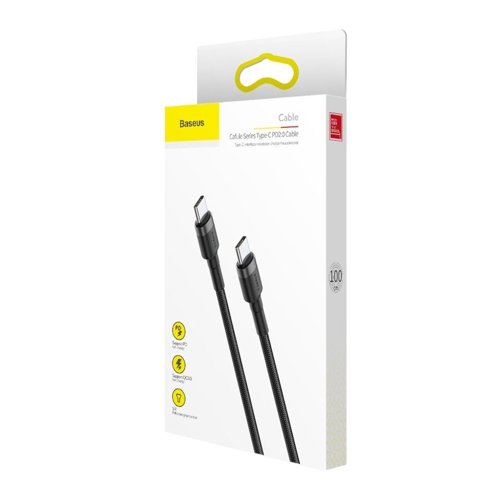 Baseus CATKLF-GG1 USB-C til USB-C kabel 60W 1m – sort og grå