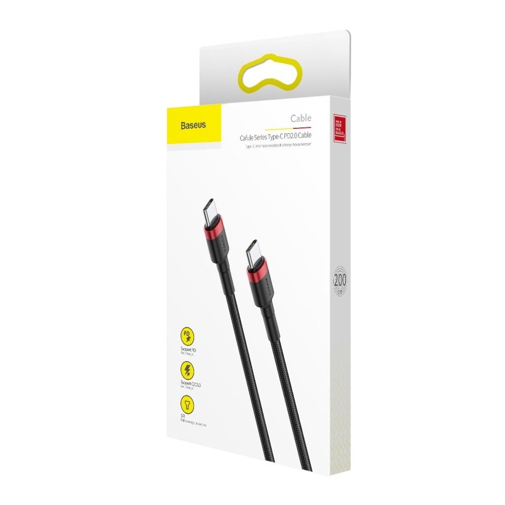 Baseus CATKLF-H91 USB-C til USB-C PD QC kabel 60W 2m - sort/rød