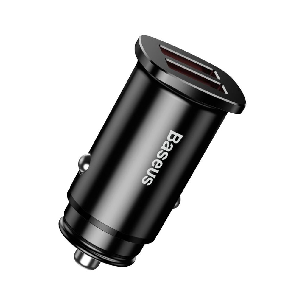 Baseus Square smart biloplader 2x USB QC3.0 Quick Charge 3.0 SCP AFC 30W sort (CCALL-DS01)