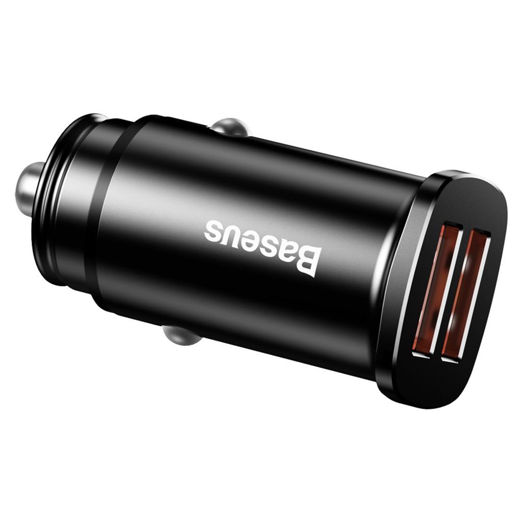 Baseus Square smart biloplader 2x USB QC3.0 Quick Charge 3.0 SCP AFC 30W sort (CCALL-DS01)