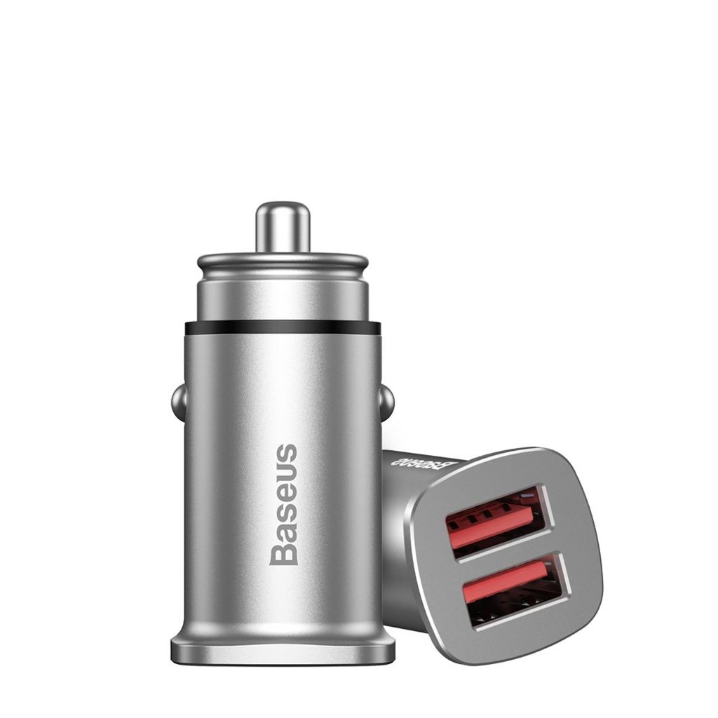 Baseus Square smart biloplader 2x USB QC3.0 Quick Charge 3.0 SCP AFC 30W sort (CCALL-DS01)