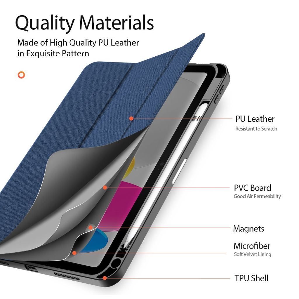 Dux Ducis iPad A16 11" 2025/10.9" 2024 Flip cover med holder til styluspen - Blå