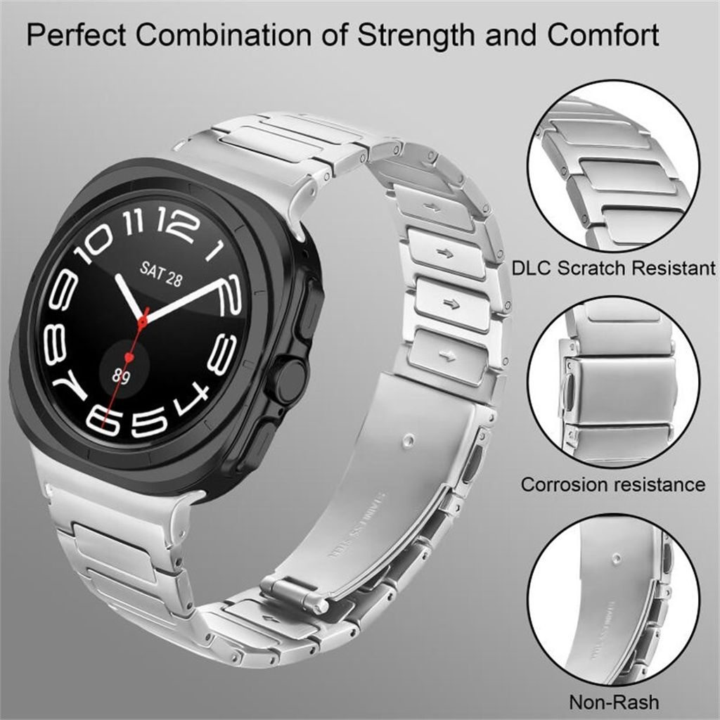 Samsung Galaxy Watch8/Watch8 Classic ruostumattomasta teräksestä valmistettu kellonranneke - hopea