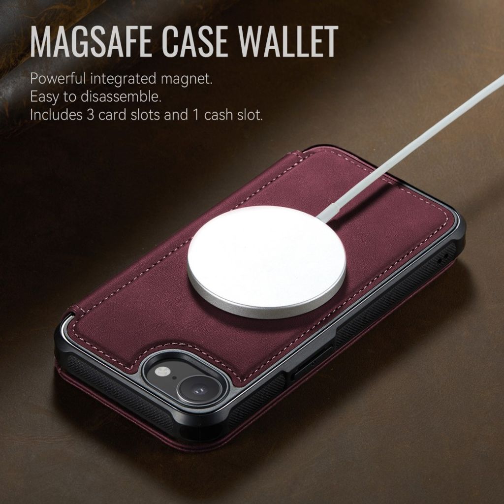 CASEME 053 iPhone 16e/iPhone 17e Lommeboketui MagSafe RFID Blokkerende - Rød