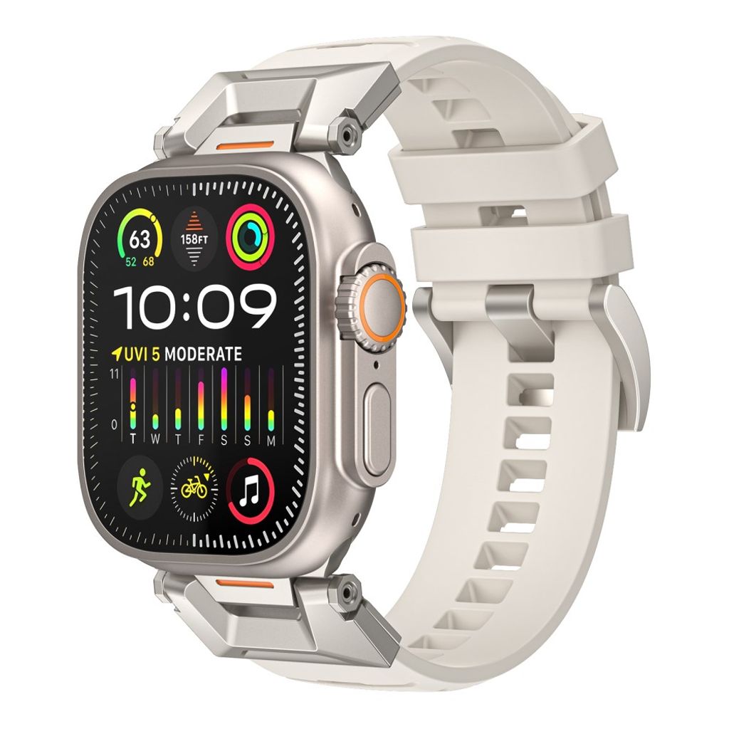 AHASTYLE WE30 Apple Watch 49/46/44/42mm Klockarmband i Fluorgummi - Vit
