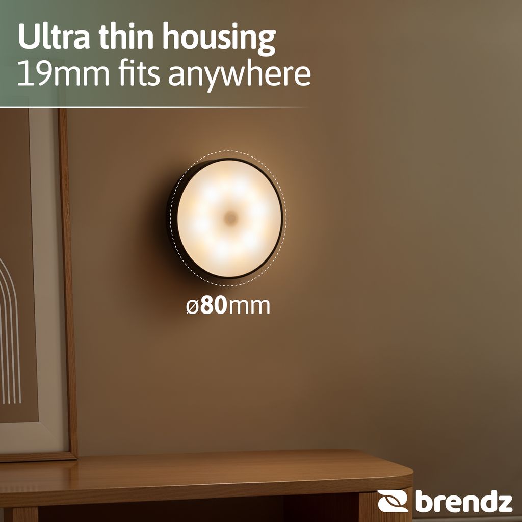 Brendz Elim Touch Uppladdningsbar LED-Skåpbelysning Svart 30lm USB-C