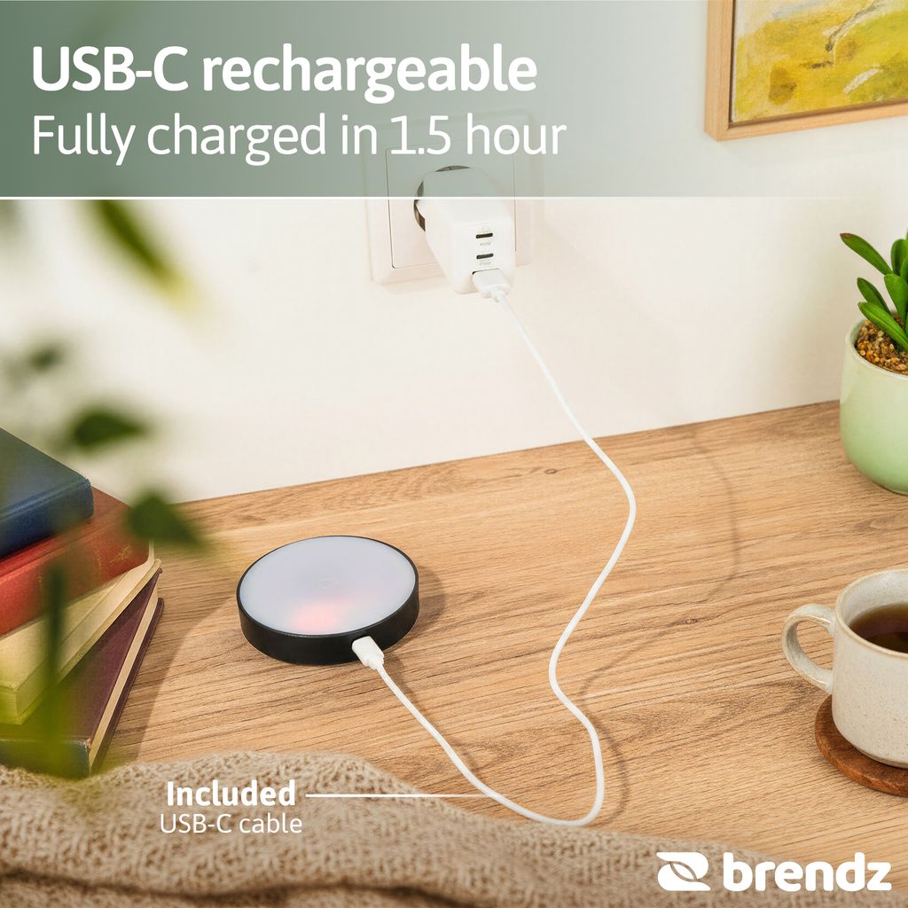 Brendz Elim Touch Uppladdningsbar LED-Skåpbelysning Svart 30lm USB-C