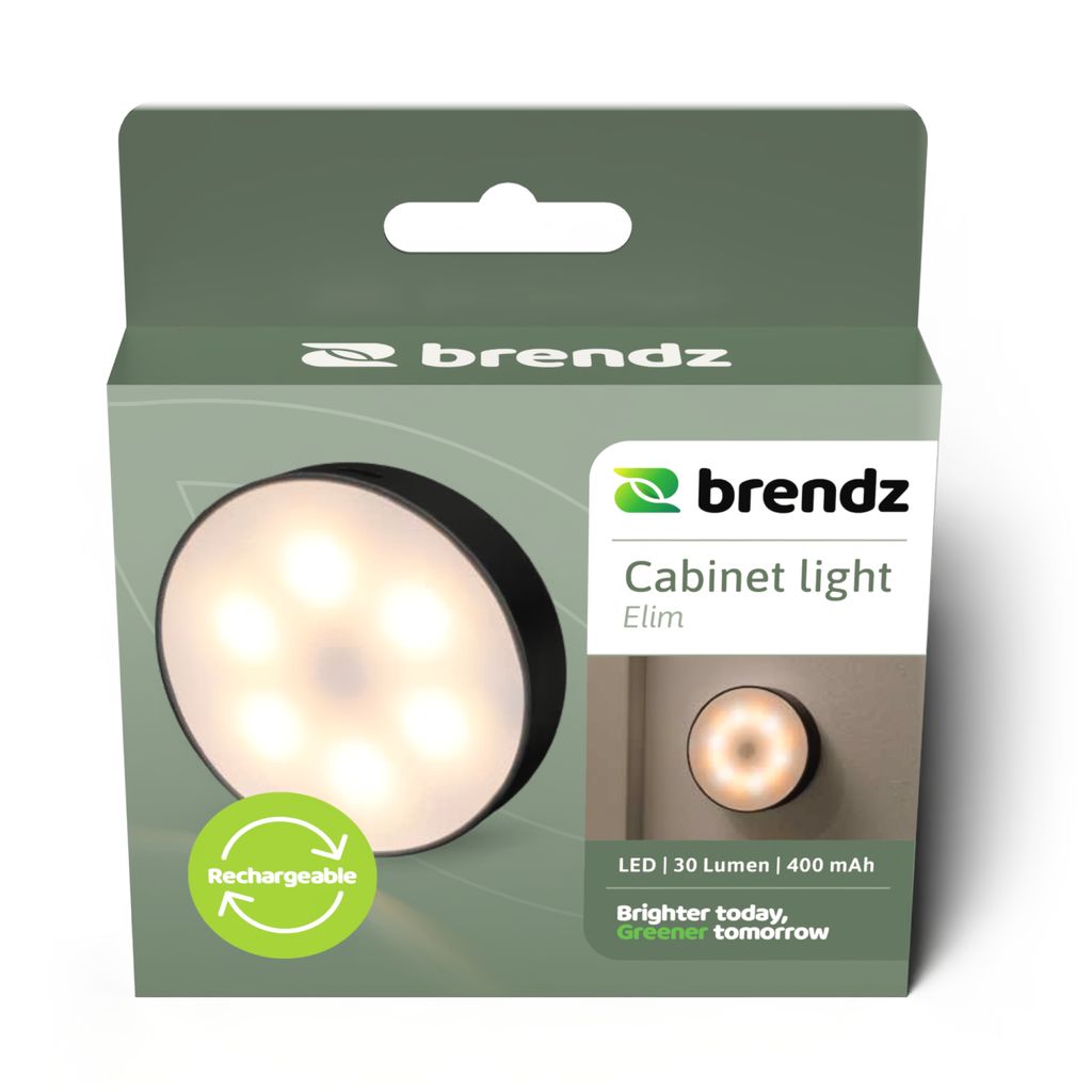 Brendz Elim Touch Uppladdningsbar LED-Skåpbelysning Svart 30lm USB-C