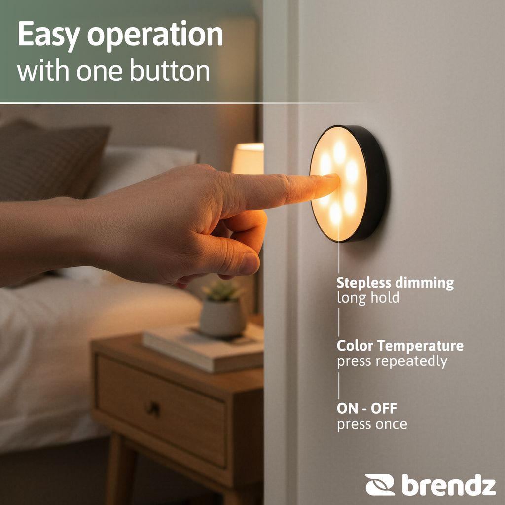 Brendz Elim Touch Uppladdningsbar LED-Skåpbelysning Svart 30lm USB-C