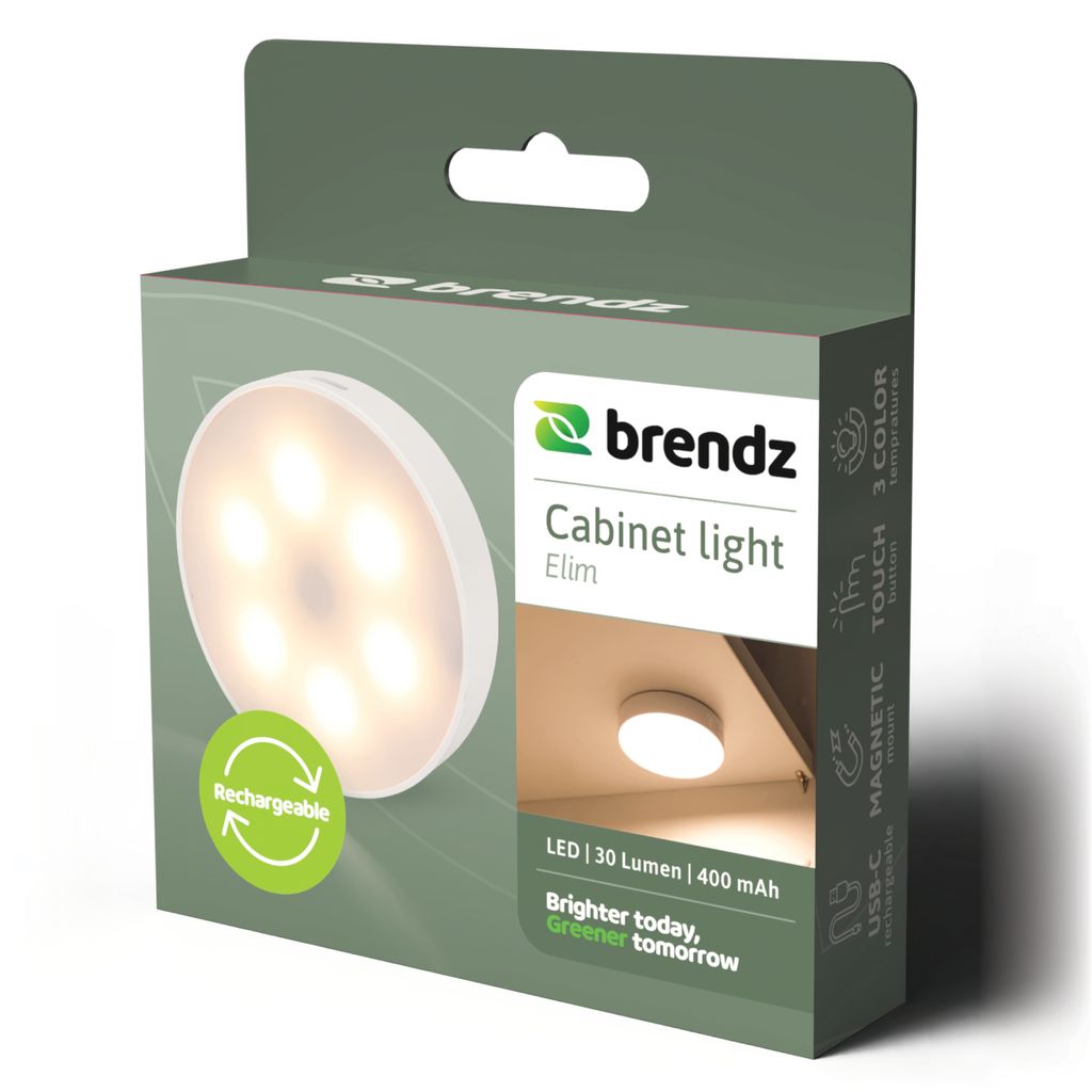 Brendz Elim Touch Uppladdningsbar LED-Skåpbelysning Vit 30lm USB-C
