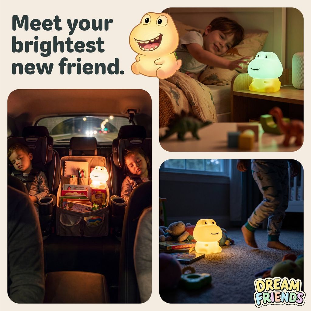 Brendz Rexi Dino Uppladdningsbar Nattlampa för Barn med RGB och USB-C