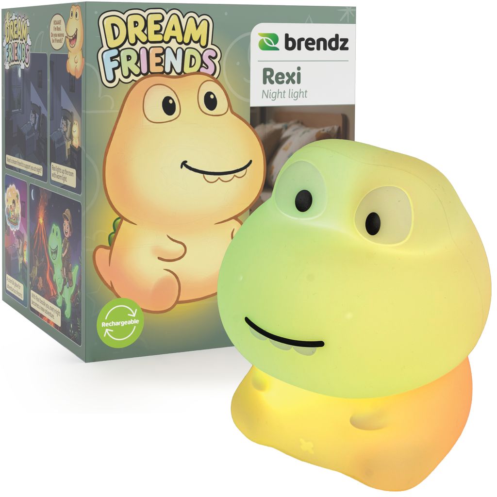 Brendz Rexi Dino Uppladdningsbar Nattlampa för Barn med RGB och USB-C
