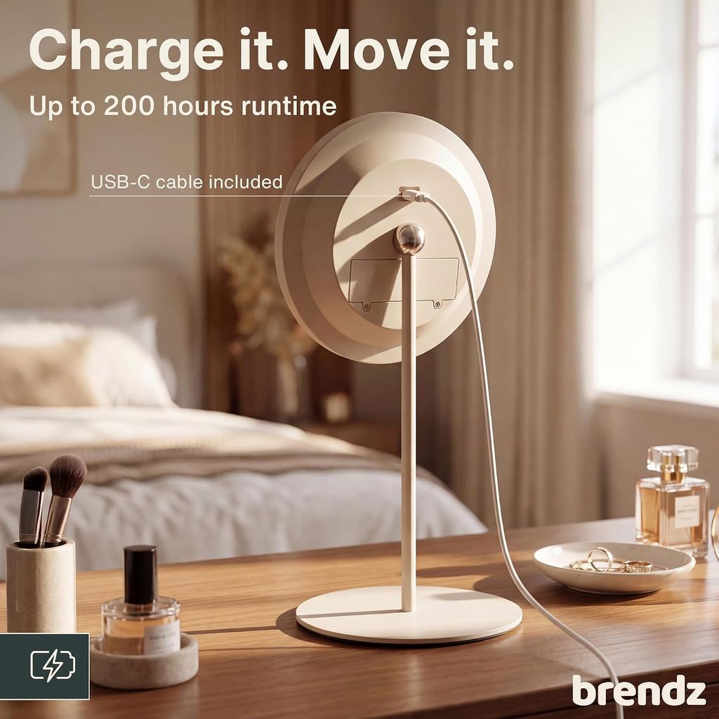 Brendz Siena Ladattava Meikkipeili LED-valolla 5x Suurennus Beige