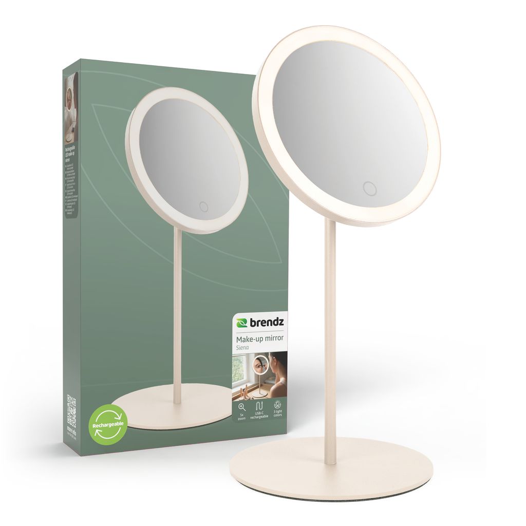 Brendz Siena Ladattava Meikkipeili LED-valolla 5x Suurennus Beige