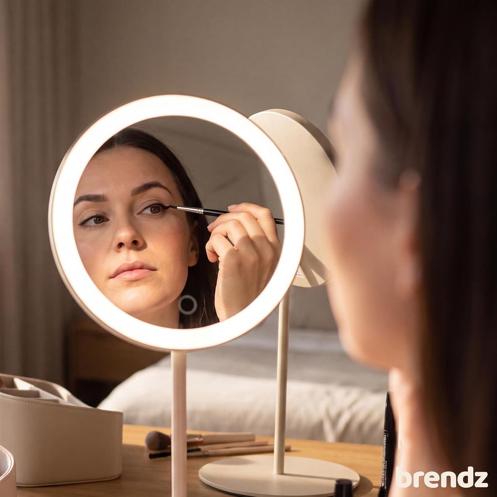 Brendz Siena Ladattava Meikkipeili LED-valolla 5x Suurennus Beige