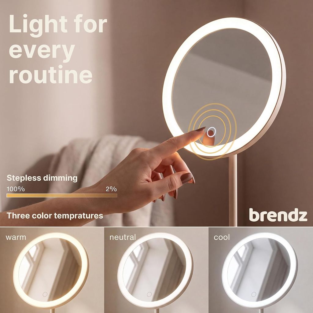 Brendz Siena Ladattava Meikkipeili LED-valolla 5x Suurennus Beige