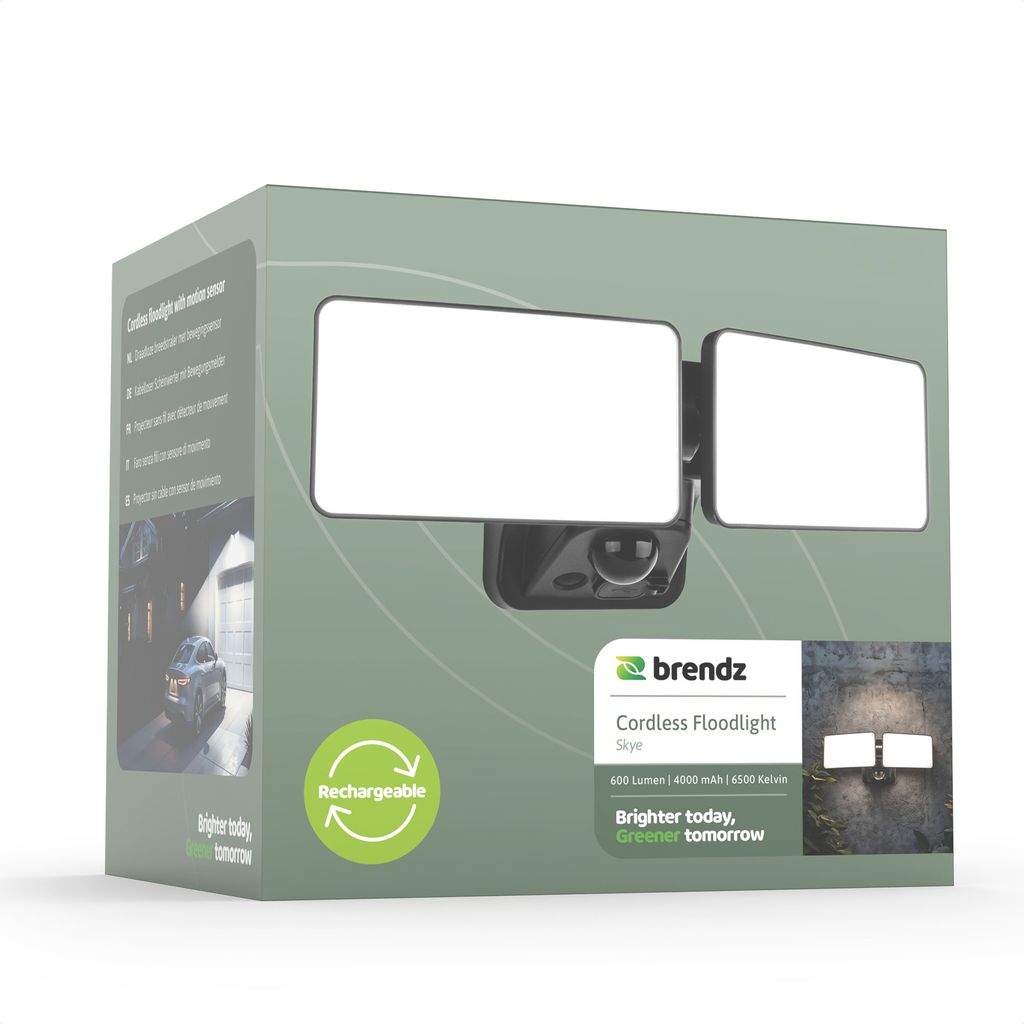 Brendz Skye Uppladdningsbar LED-Strålkastare med Rörelsesensor 600lm IP44