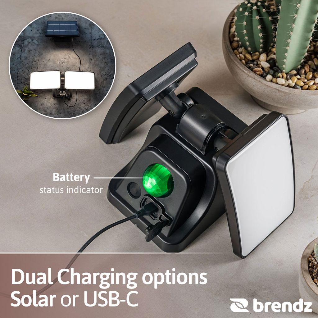 Brendz Skye Solar Solcellsstrålkastare med Rörelsesensor 600lm IP44