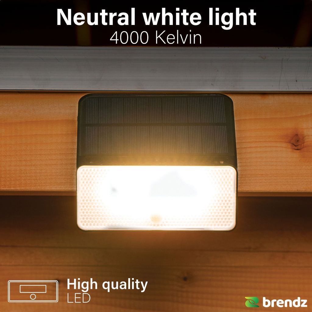 Brendz Paso Solcellsdriven LED-Vägglampa med Rörelsesensor 1000lm IP54