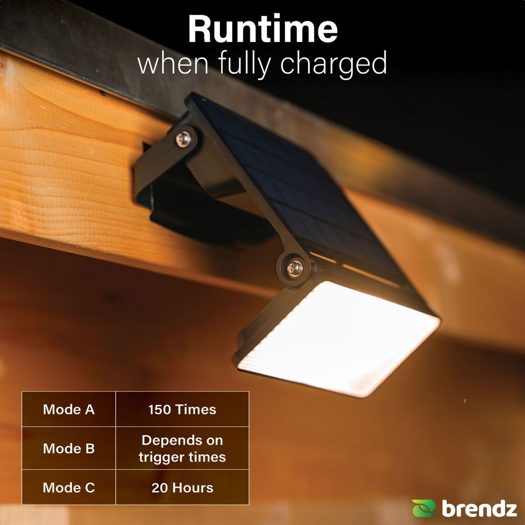 Brendz Paso Solcellsdriven LED-Strålkastare med Rörelsesensor 1600lm IP54
