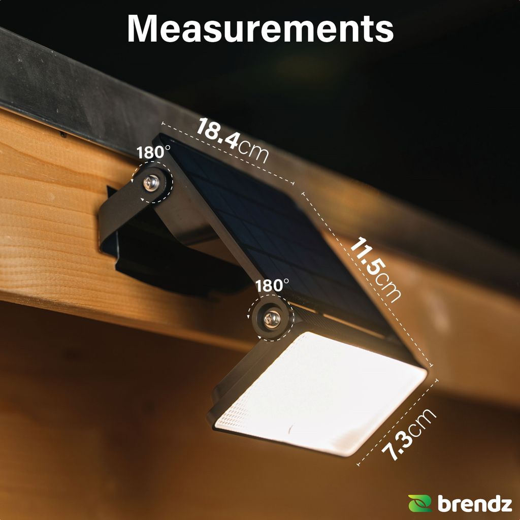 Brendz Paso Solcellsdriven LED-Strålkastare med Rörelsesensor 1600lm IP54