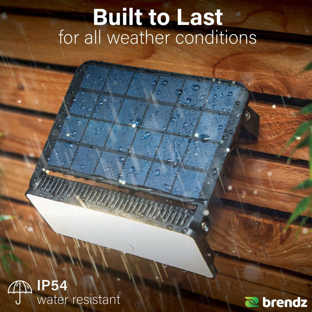 Brendz Paso Solcellsdriven LED-Strålkastare med Rörelsesensor 1600lm IP54