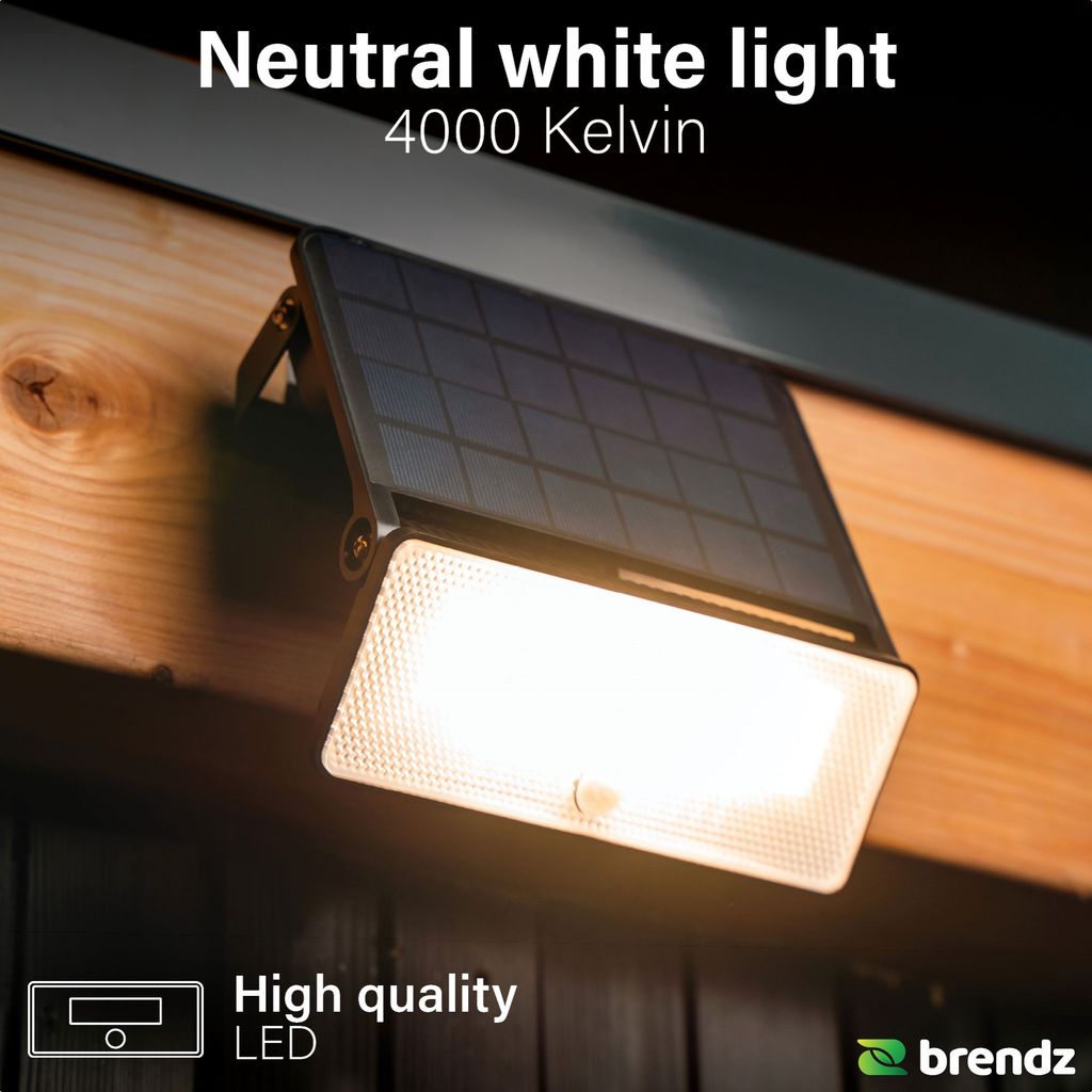 Brendz Paso Solcellsdriven LED-Strålkastare med Rörelsesensor 1600lm IP54
