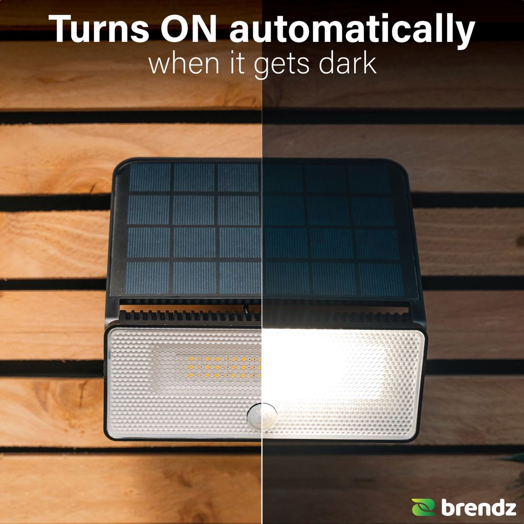 Brendz Paso Solcellsdriven LED-Strålkastare med Rörelsesensor 1600lm IP54