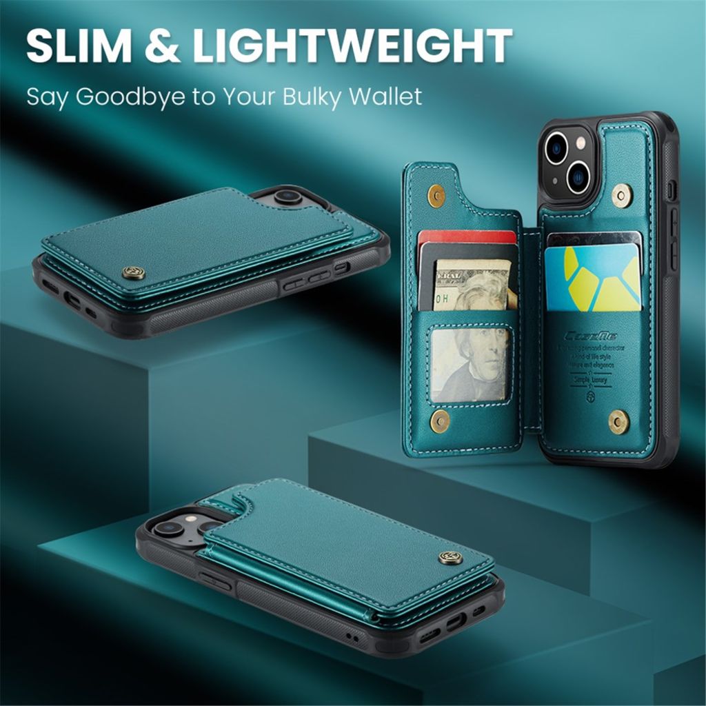 CASEME C22 iPhone 13 Lompakkokuori RFID-estolla - Vihreä