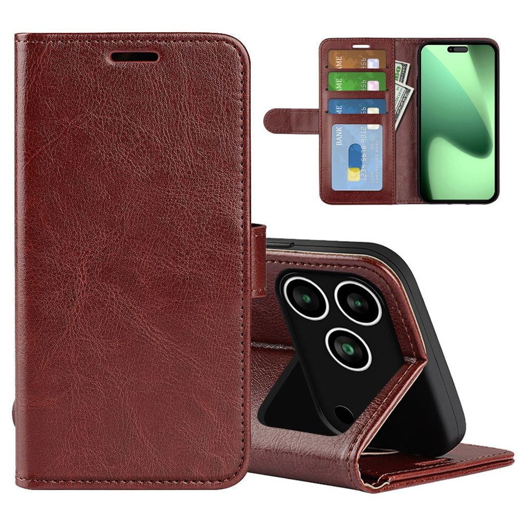 Crazy Horse iPhone 18 Pro Max/17 Pro Max Lommebok-deksel – Brun