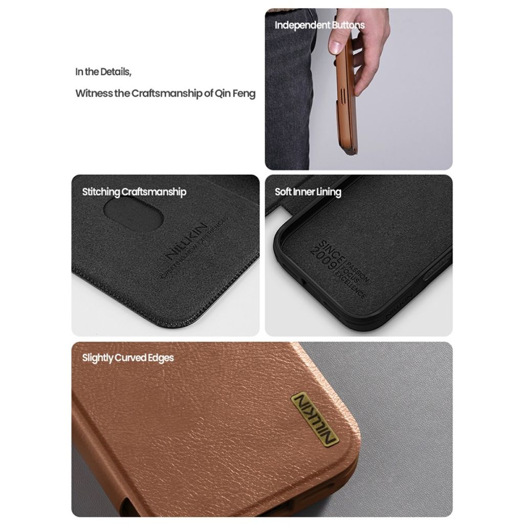 NILLKIN iPhone 18 Pro/17 Pro Kotelo Korttipaikoilla PU-nahka – Musta
