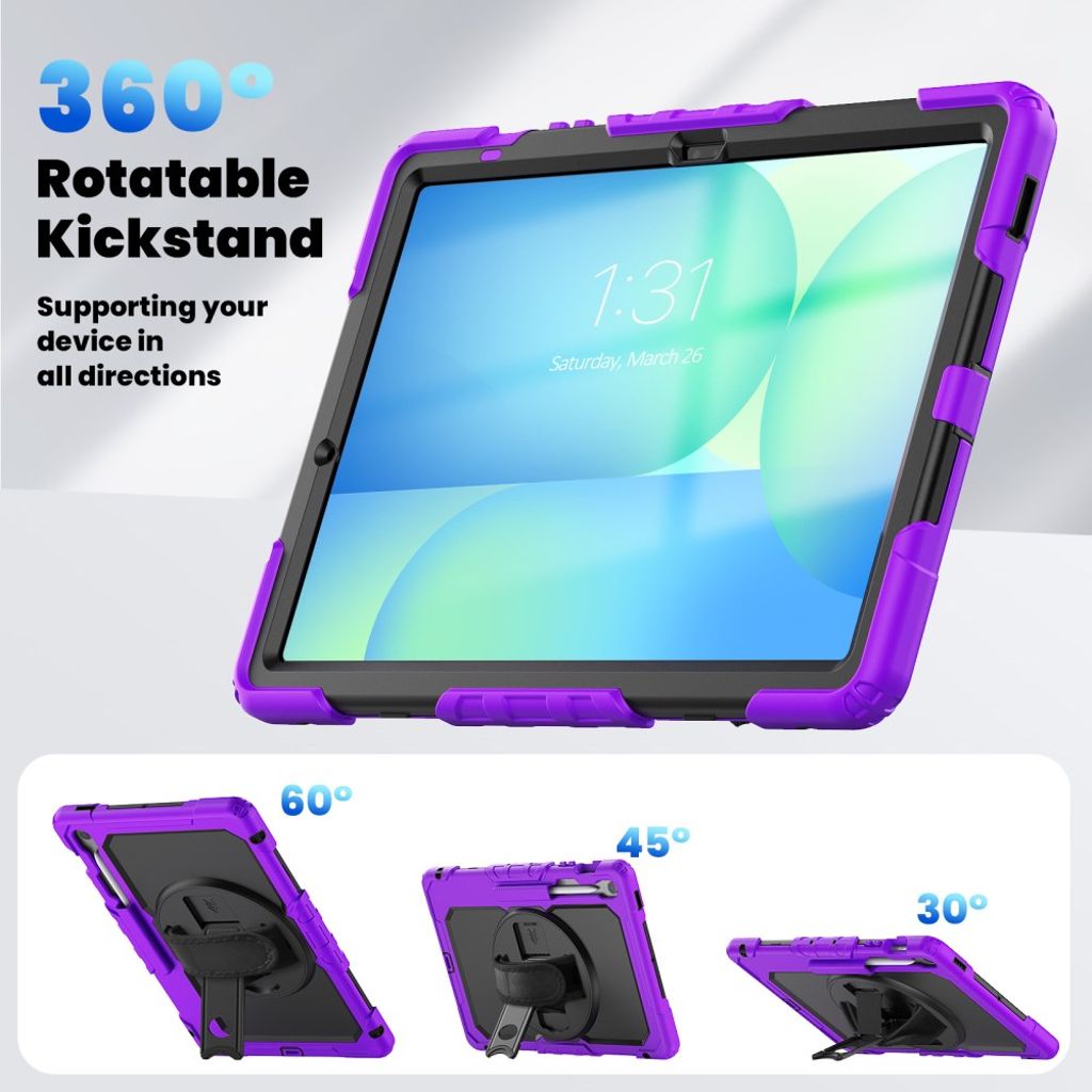 Samsung Galaxy Tab S10 FE Plus Case with Shoulder Strap - Purple
