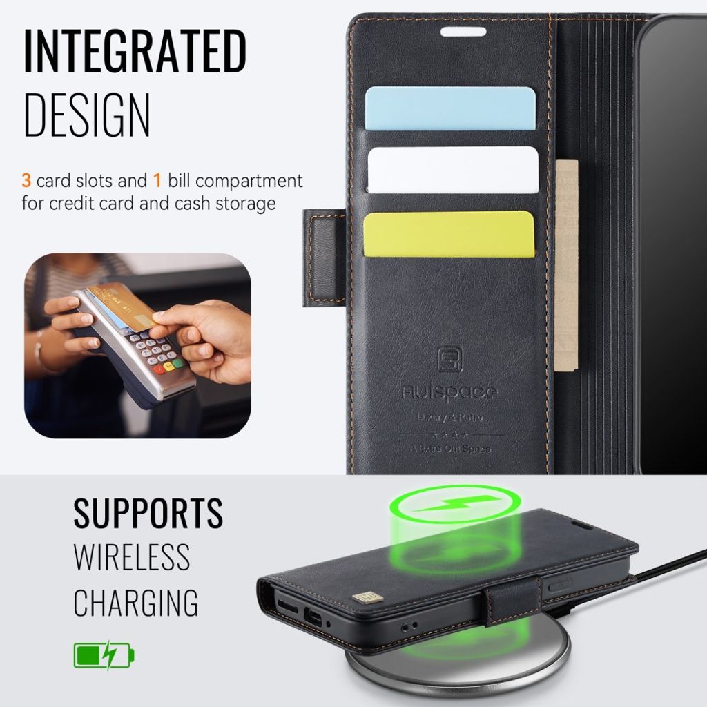 AUTSPACEA11 Google Pixel 11 Pro XL Plånboksfodral med RFID-blockering - Svart