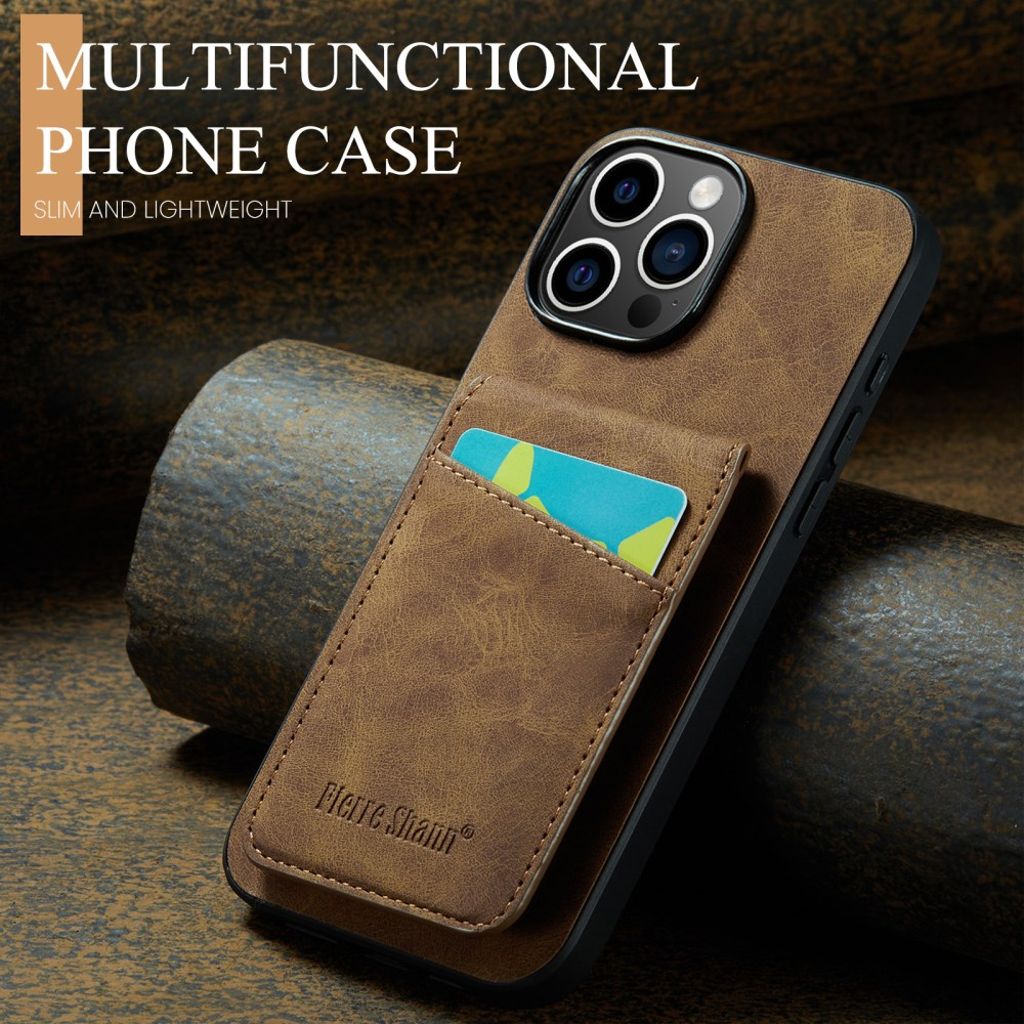 FIERRE SHANN iPhone 16 Pro Deksel med Kortspor - Brun