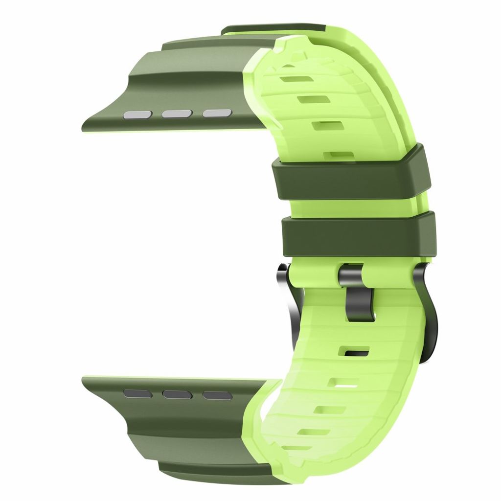 Apple Watch 49/46/44/42mm Tvåfärgat Klockarmband Silikon - Grön