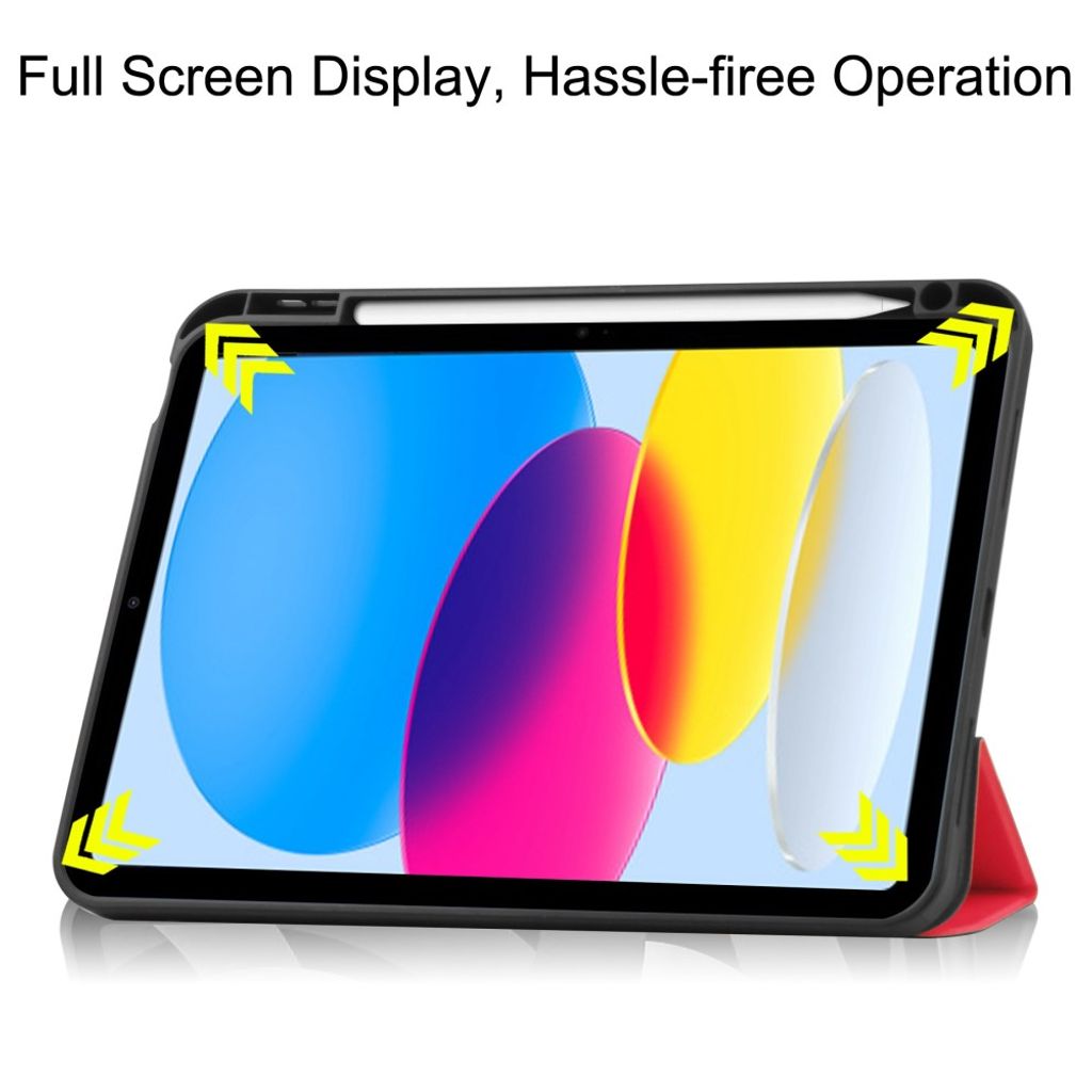 iPad A16 11" 2025/10.9" 2024 Tri-fold flip cover i PU-læder med holder til styluspen - Rød
