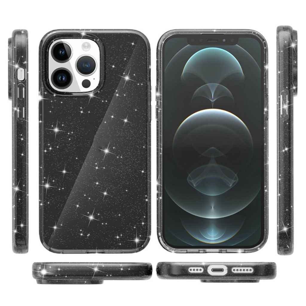 AMORUS iPhone 12 Pro Max Cover Glitter - Sort