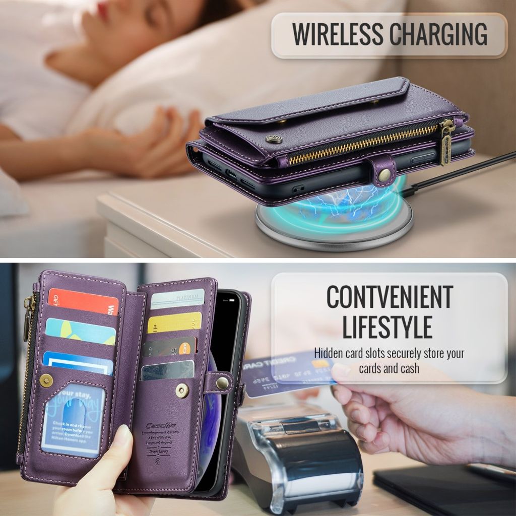 CASEME iPhone XS Max Pungetui m.fl. Stativ & RFID – Lilla